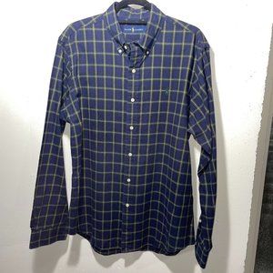 Ralph Lauren Blue Green Plaid Button Down Shirt Size Large